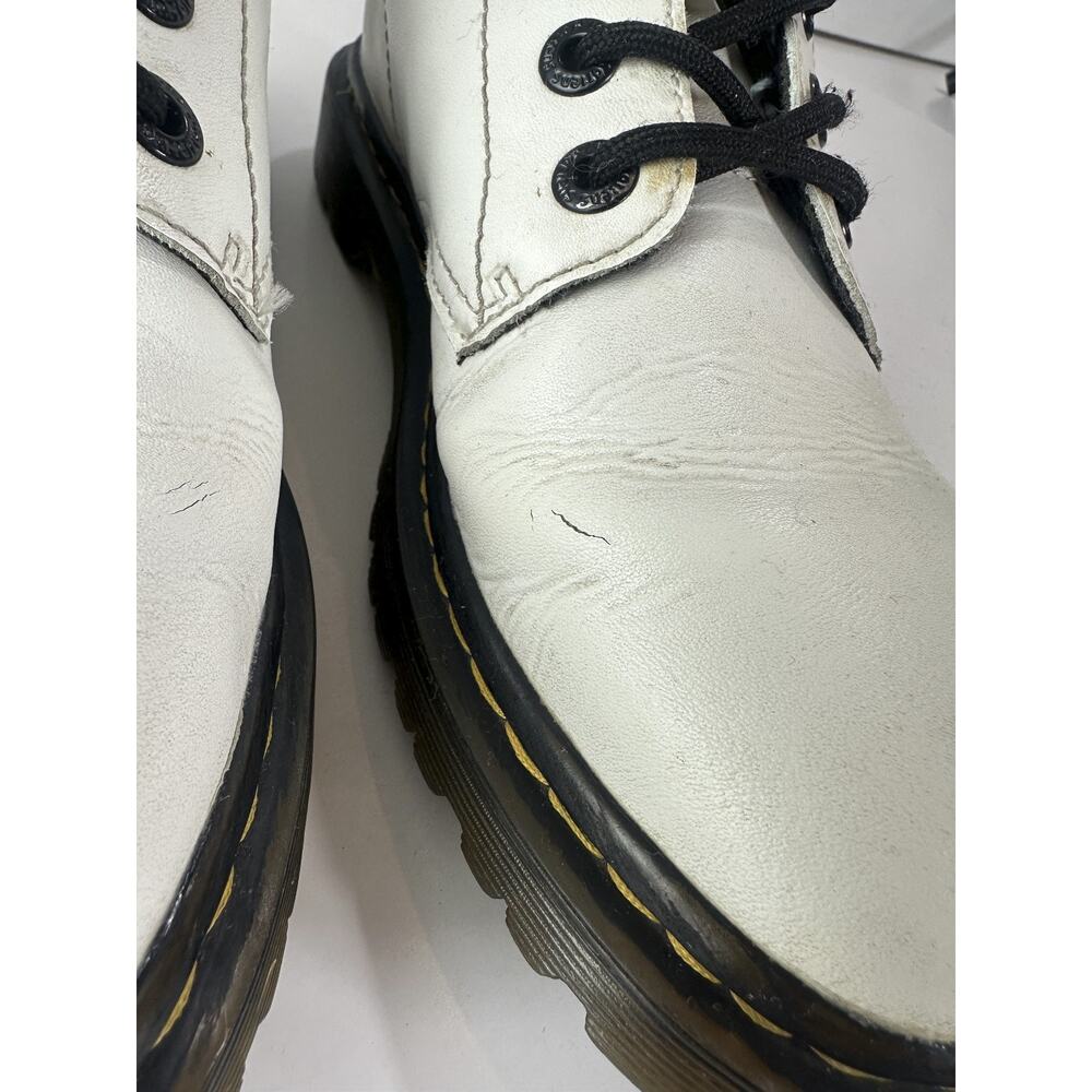 Dr. Martens Luana White Leather Lace Up Combat Ankle Boots AW004 Women’s Size 7 - Picture 3 of 16